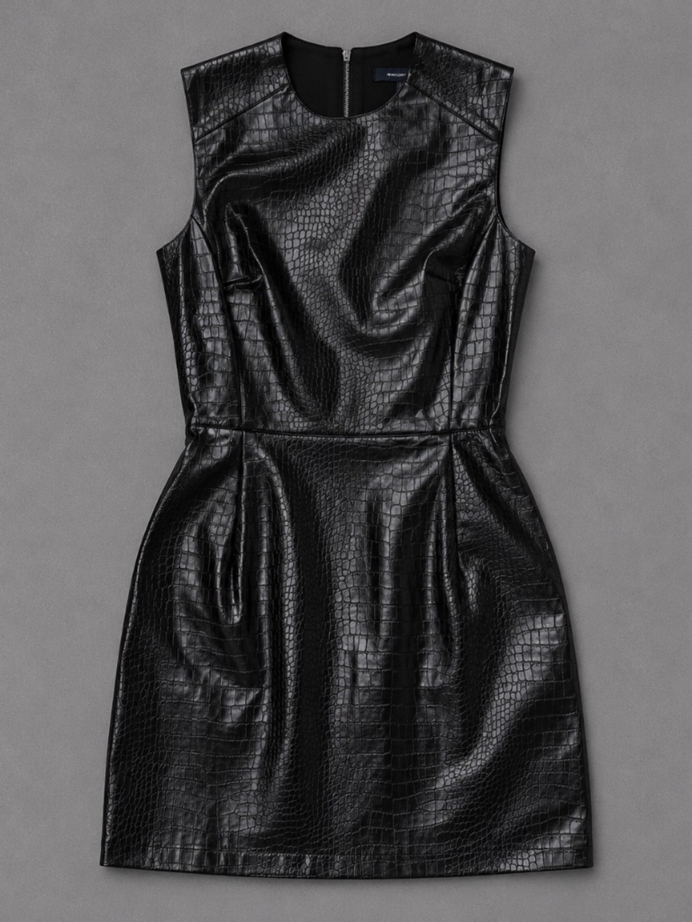 French Connection Black Croc Embossed Faux Leather Dress – Size 6